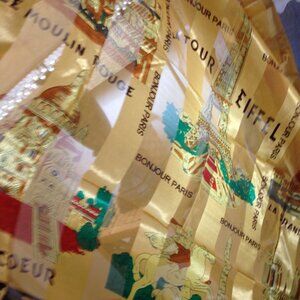 Paris Golden Sheer Large Scarf, Paris Places Decorative